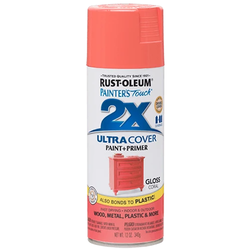 ספריי צבע ורוד קורל מבריק + יסוד - 2X ULTRA COVER Gloss Coral Rust-Oleum