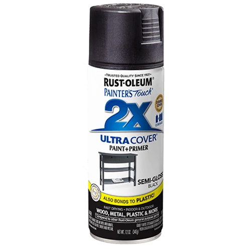 ספריי צבע שחור חצי מבריק + יסוד - 2X ULTRA COVER Semi-Gloss Black Rust-Oleum