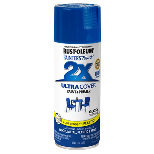 ספריי צבע כחול עמוק מבריק + יסוד - 2X ULTRA COVER Gloss Deep Blue Rust-Oleum