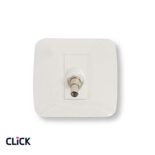 שקע TV-SAT CLICK לקופסא עגולה (55) מתח/זרם 230/16A בצבע לבן FETAYA