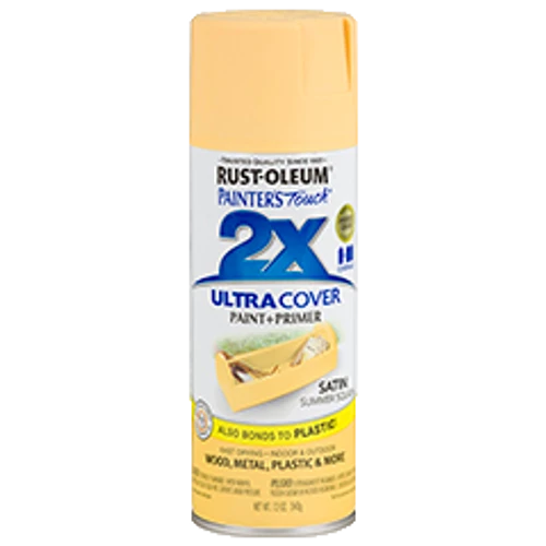 ספריי צבע צהוב דלעת משי + יסוד - 2X ULTRA COVER Satin Summer Squash Rust-Oleum