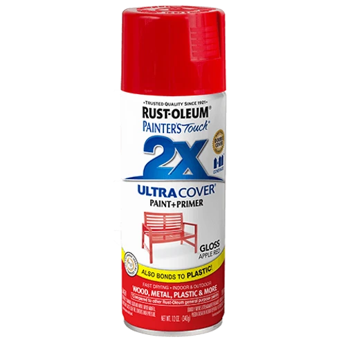 ספריי צבע אדום מבריק + יסוד - 2X ULTRA COVER Gloss Apple Red Rust-Oleum