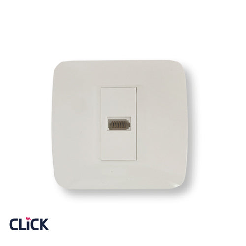 שקע טלפון CLICK לקופסא עגולה (55) מתח/זרם 230/16A בצבע לבן FETAYA