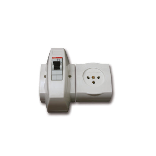 שקע כח P1M עם מאמ"ת- מחווט YARDEN בצבע לבן מתח/זרם 230V/16A FETAYA