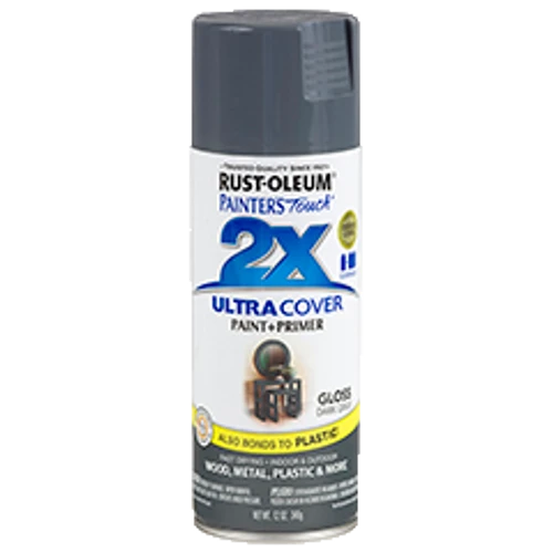 ספריי צבע אפור כהה מבריק + יסוד - 2X ULTRA COVER Gloss Dark Gray Rust-Oleum