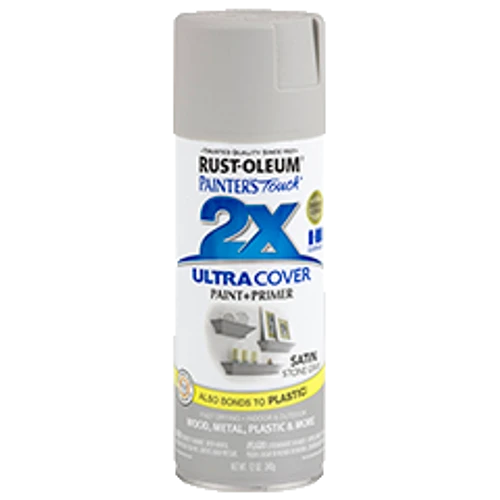 ספריי צבע אפור בטון + יסוד - 2X ULTRA COVER Satin Stone Gray Rust-Oleum