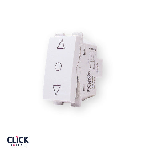 מפסק תריס דו-פול CLICK יחיד 1 מודול מתח/זרם 16A בצבע לבן FETAYA
