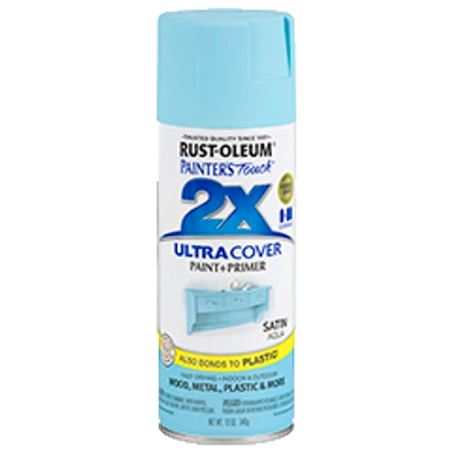 ספריי צבע כחול אקווה משי + יסוד - 2X ULTRA COVER Satin Aqua Rust-Oleum