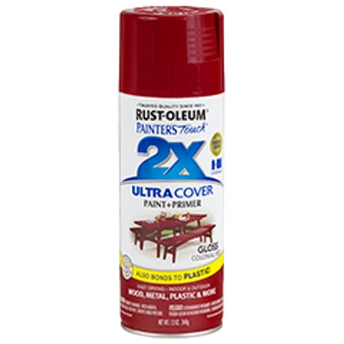 ספריי צבע אדום מעושן מבריק + יסוד - 2X ULTRA COVER Gloss Colonial Red Rust-Oleum
