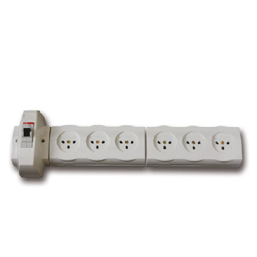שקע כח P6M עם מאמ"ת- מחווט YARDEN בצבע לבן מתח/זרם 230V/16A FETAYA