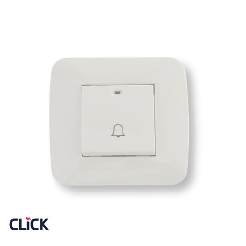 לחצן פעמון רחב CLICK לקופסא עגולה (55) מתח/זרם 230/16A בצבע לבן FETAYA