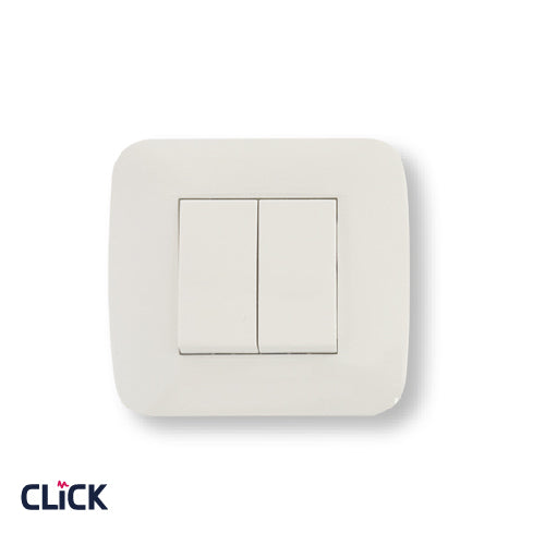 מפסק כפול CLICK לקופסא עגולה (55) מתח/זרם 230/16A בצבע לבן FETAYA