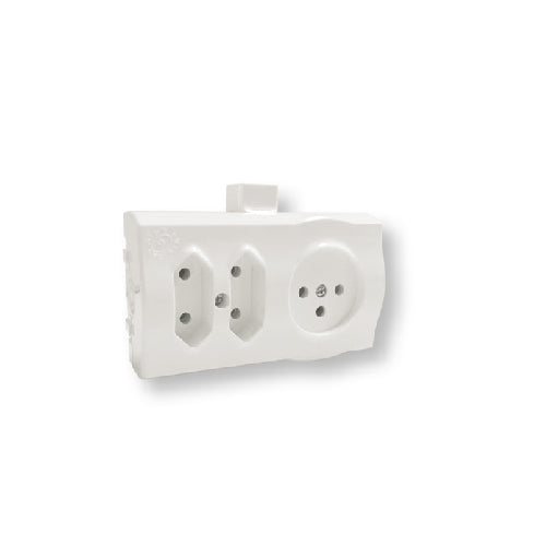 שקע YARDEN P-1 עם 2 שקעים דו פינים בצבע לבן מתח/זרם 230V/16A FETAYA