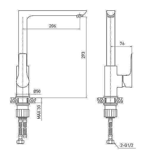 ברז פרח גבוה BRANT שחור מט AQUILA PREMIUM - תמונה 2