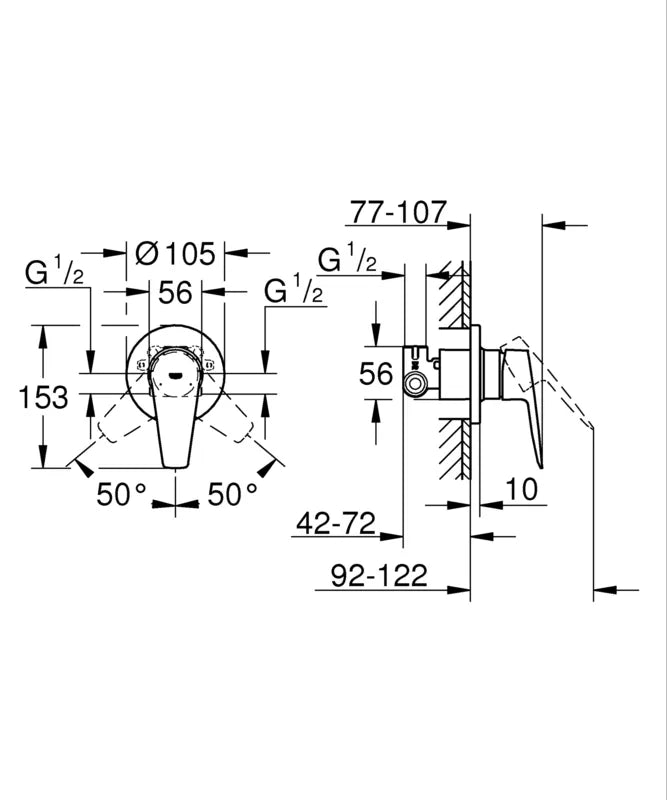 אינטרפוץ 3 דרך BAUEDGE כרום ניקל GROHE - תמונה 2