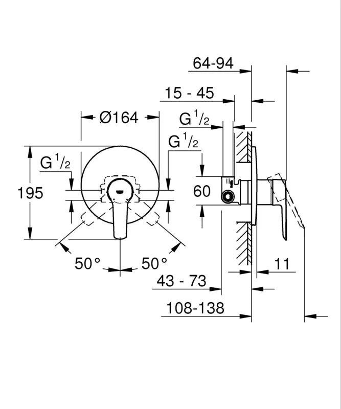 אינטרפוץ 3 דרך START כרום ניקל GROHE - תמונה 2