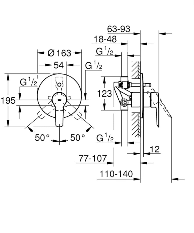 אינטרפוץ 4 דרך START כרום ניקל GROHE - תמונה 2