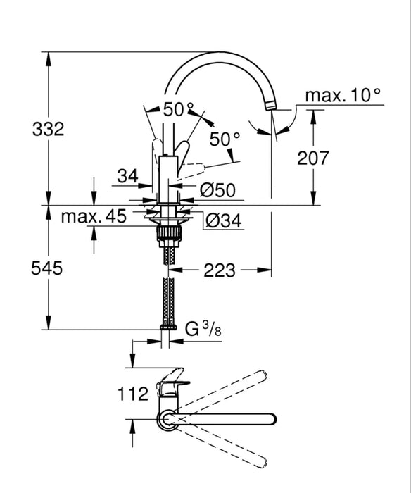 ברז פרח START CURVE כרום ניקל GROHE