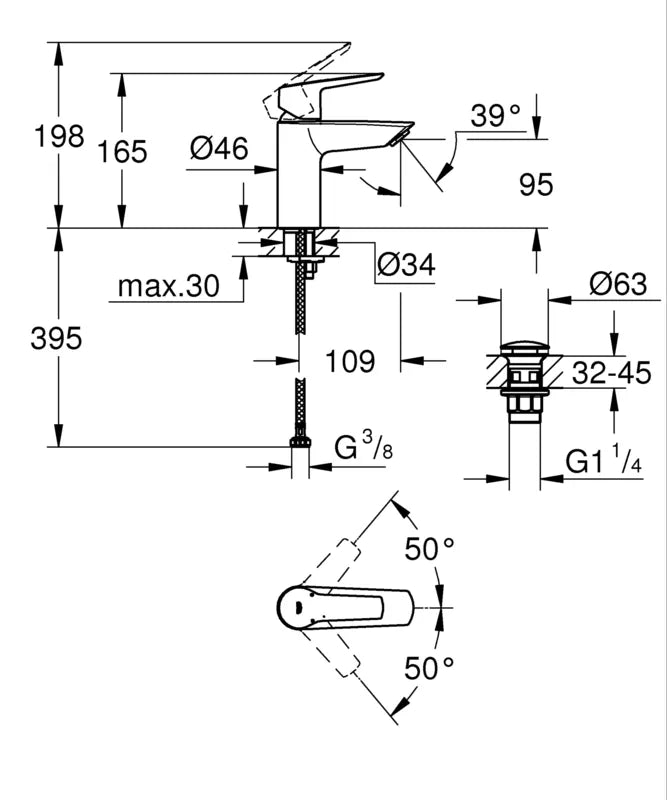 ברז פרח START פיה קצרה כרום ניקל GROHE - תמונה 2