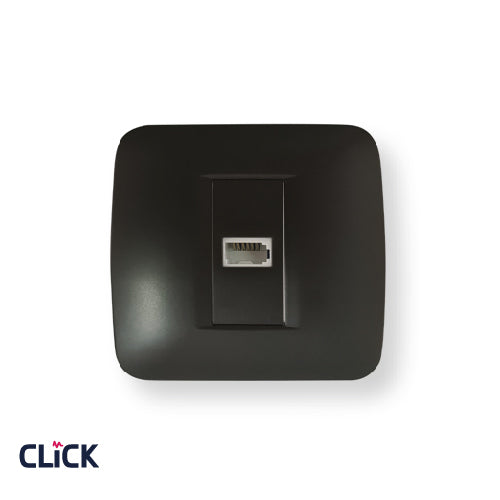 שקע טלפון CLICK לקופסא עגולה (55) מתח/זרם 230/16A בצבע שחור מט FETAYA