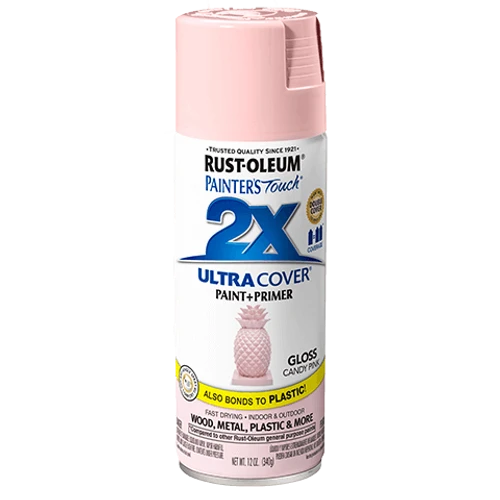 ספריי צבע ורוד סוכריה מבריק + יסוד - 2X ULTRA COVER Gloss Candy Pink Rust-Oleum