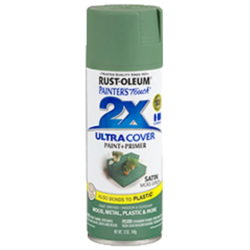 ספריי צבע ירוק אזוב משי + יסוד - 2X ULTRA COVER Satin Moss Green Rust-Oleum