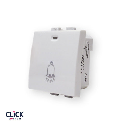 לחצן פעמון מואר CLICK רחב 2 מודול מתח/זרם 14V/80MA בצבע לבן FETAYA