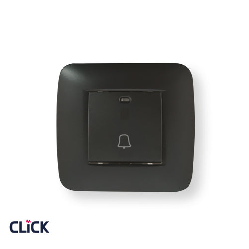לחצן פעמון רחב CLICK לקופסא עגולה (55) מתח/זרם 230/16A בצבע שחור מט FETAYA