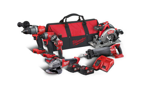 סט 6 כלים בתיק ערכה עם 2 סוללות 5Ah Milwaukee