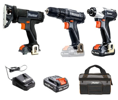 סט נטענים מברגה משור אנכי ואימפקט 12V Hunter