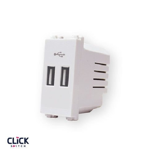 שקע CLICK USB כפול מודול 1 בצבע לבן FETAYA