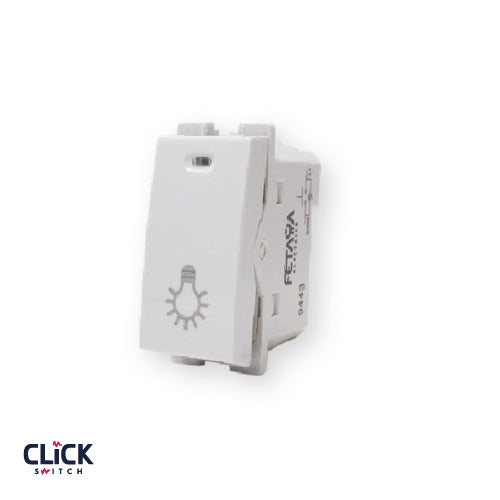 לחצן מדרגות CLICK מואר 1 מודול מתח/זרם 250A.AC בצבע לבן FETAYA